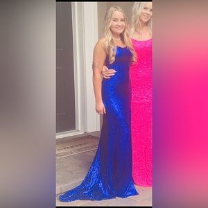 Blue sequin,long, slit, Sherri Hill dress , size 4